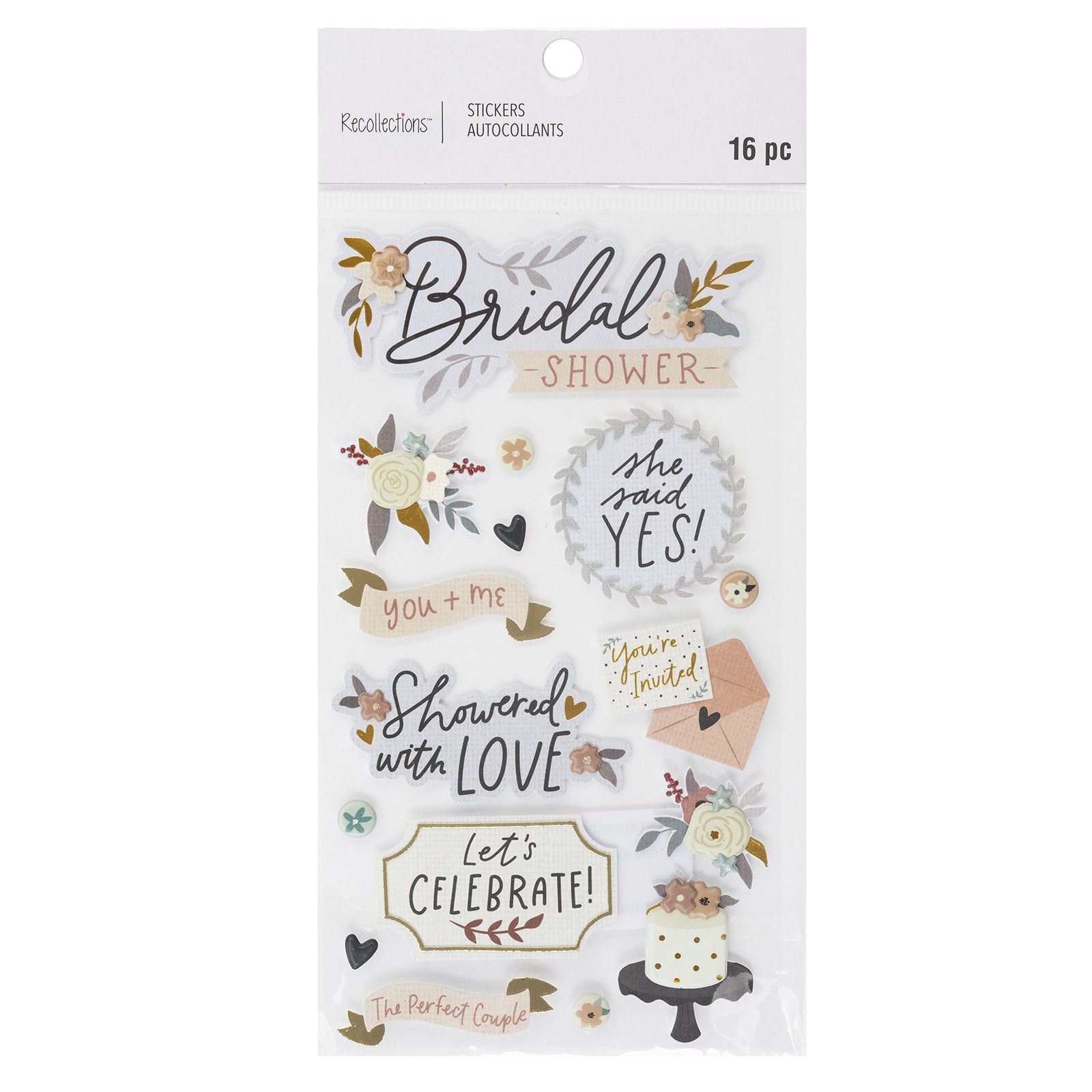 slide 2 of 3, Wedding Shower Stickers By Recollections, 3.75 in x 6.75 in