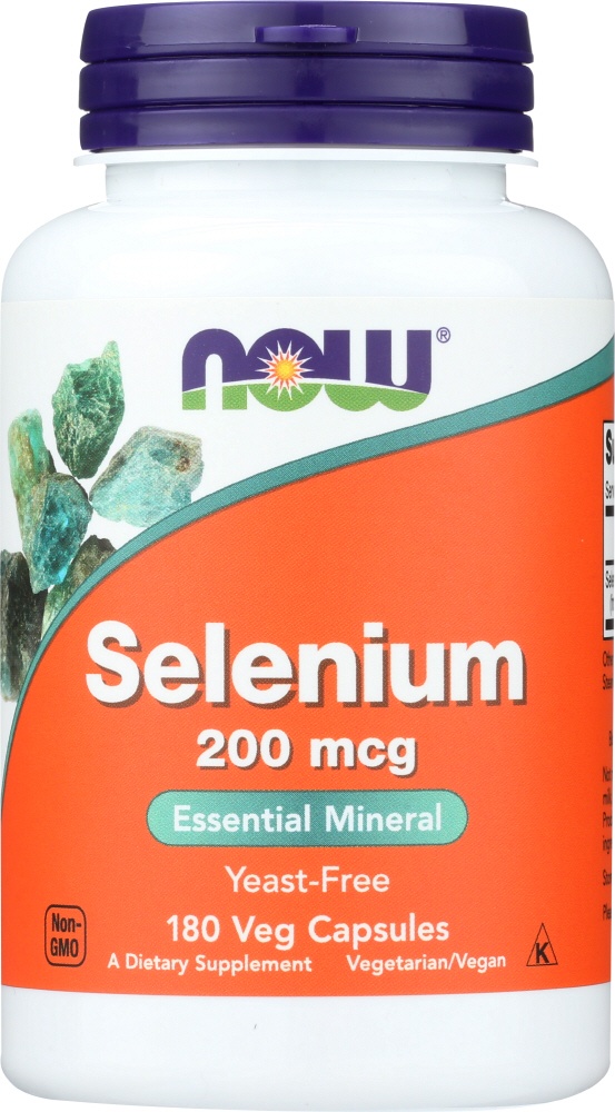 slide 1 of 2, NOW Selenium 200 mcg Vcaps, 180 ct