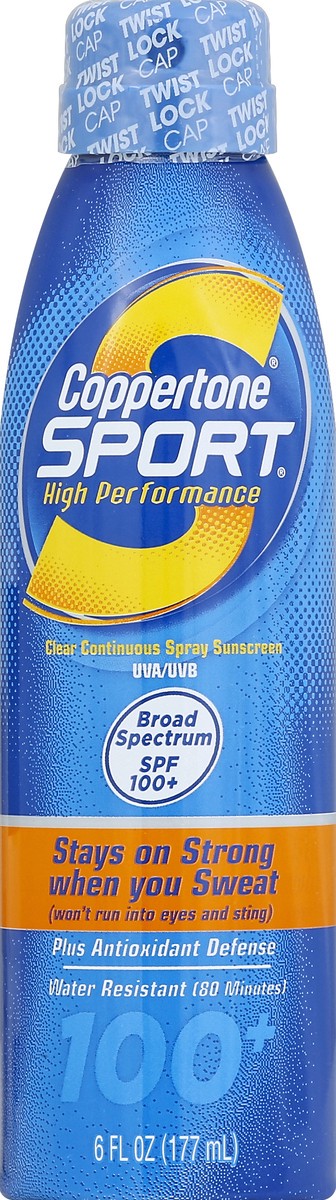 slide 2 of 2, Coppertone Sunscreen, High Performance, Clear Continuous Spray, Broad Spectrum SPF 100+, 6 oz