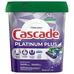 Cascade Platinum Plus ActionPacs Dishwasher Detergent Pods, Mountain, 52 Count