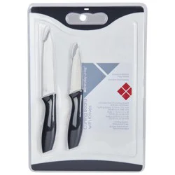 Everyday Living Poly Cutting Board with 2 Stainless Steel Blade Knives