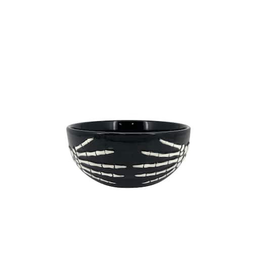 slide 1 of 2, 8.5" Black Skeleton Hands Bowl By Makery, 8.6 in x 8.6 in x 3.75 in