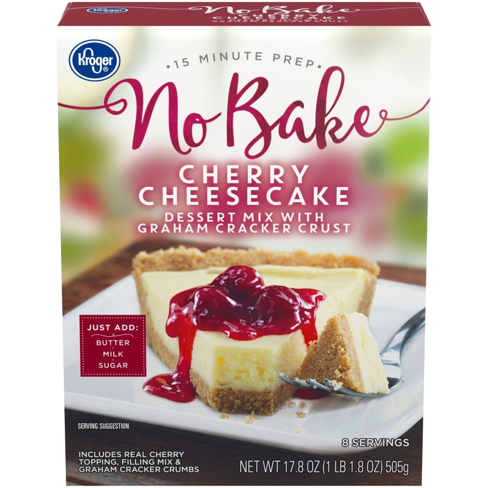 slide 1 of 1, Kroger No Bake Cherry Cheesecake Dessert Mix, 17.8 oz