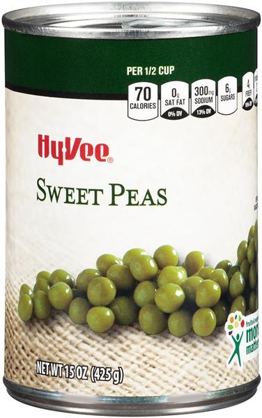 slide 1 of 1, Hy-vee Sweet Peas, 15 oz