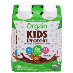 Orgain Organic Kids 8g Protein Nutritional Shake Drink, 22 Vitamins & Minerals Including A, B, C, and D, Chocolate, 4ct