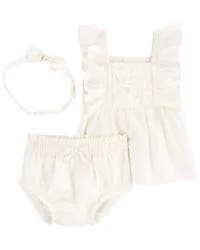 Carters Baby 3-Piece Lace Diaper Cover Set Ivory NB