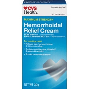 slide 1 of 1, CVS Health Hemorrhoidal Relief Cream For Numbing Relief, 1 ct