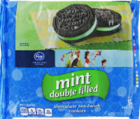 slide 1 of 1, Kroger Mint Double Filled Chocolate Sandwich Cookies, 15.25 oz