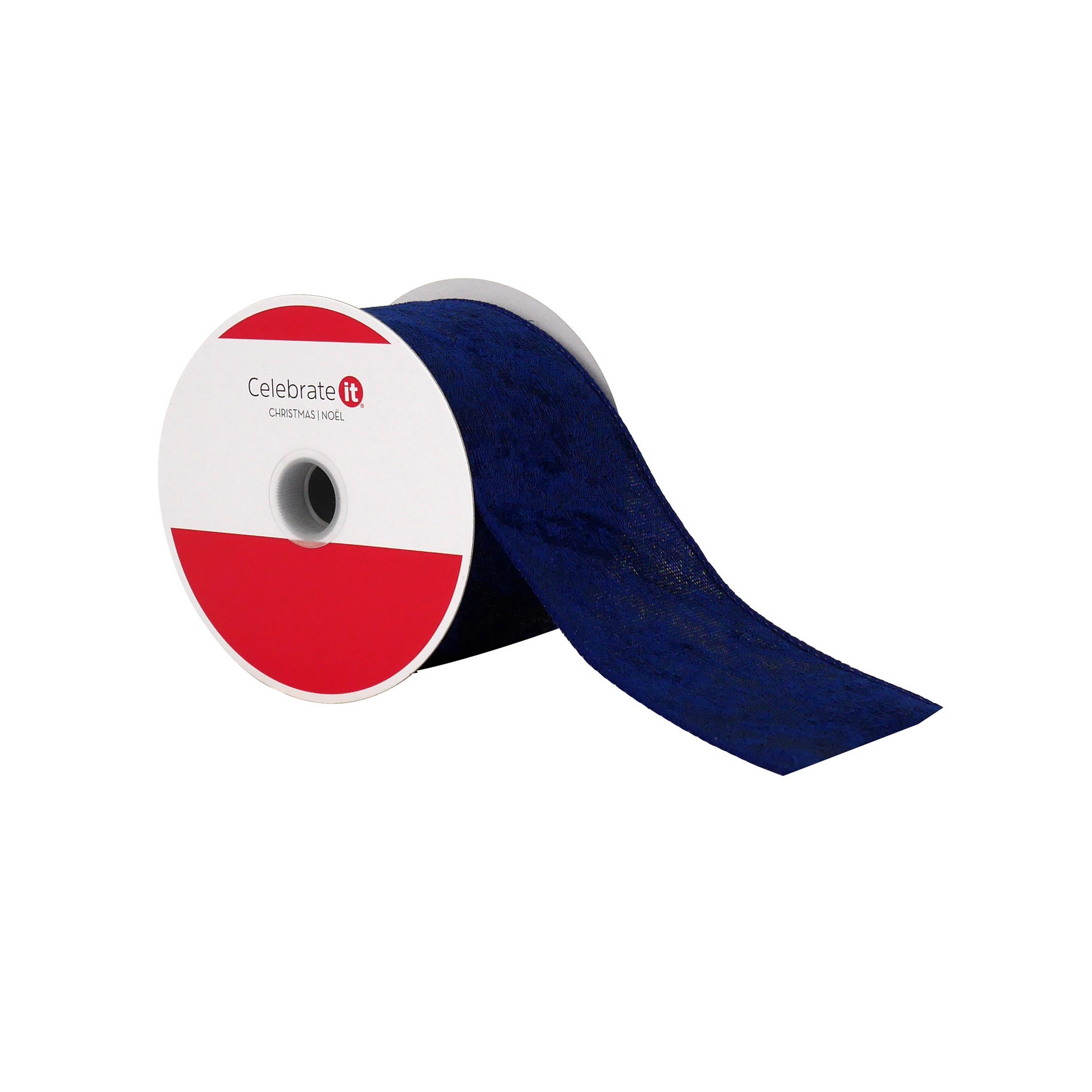 slide 2 of 3, 2.5" X 20ft. Navy Velvet Wired Ribbon By Celebrate It, 2.5 in x 20 ft
