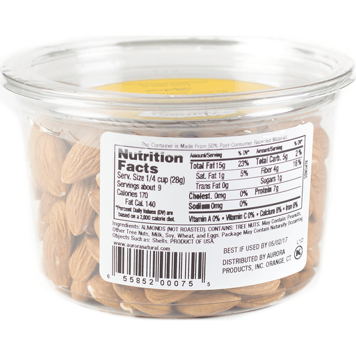 slide 1 of 2, Aurora Natural Almonds Raw, 9.5 oz