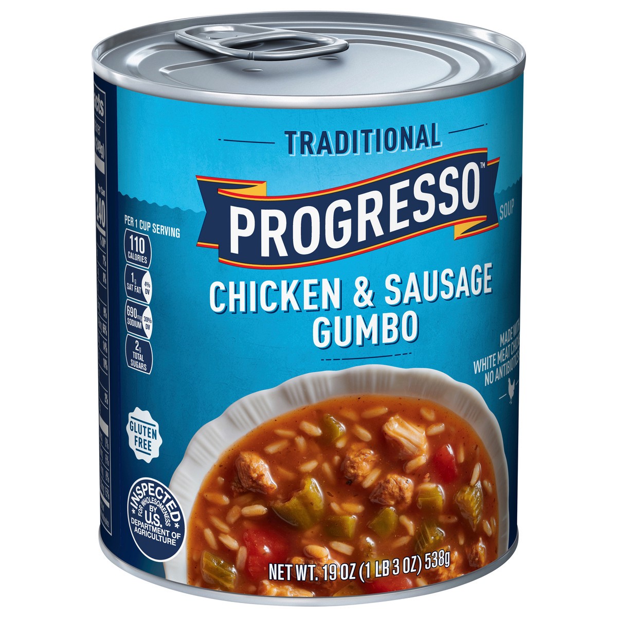 slide 6 of 14, Progresso Traditional, Chicken Sausage Gumbo Soup, 19 oz, 19 oz