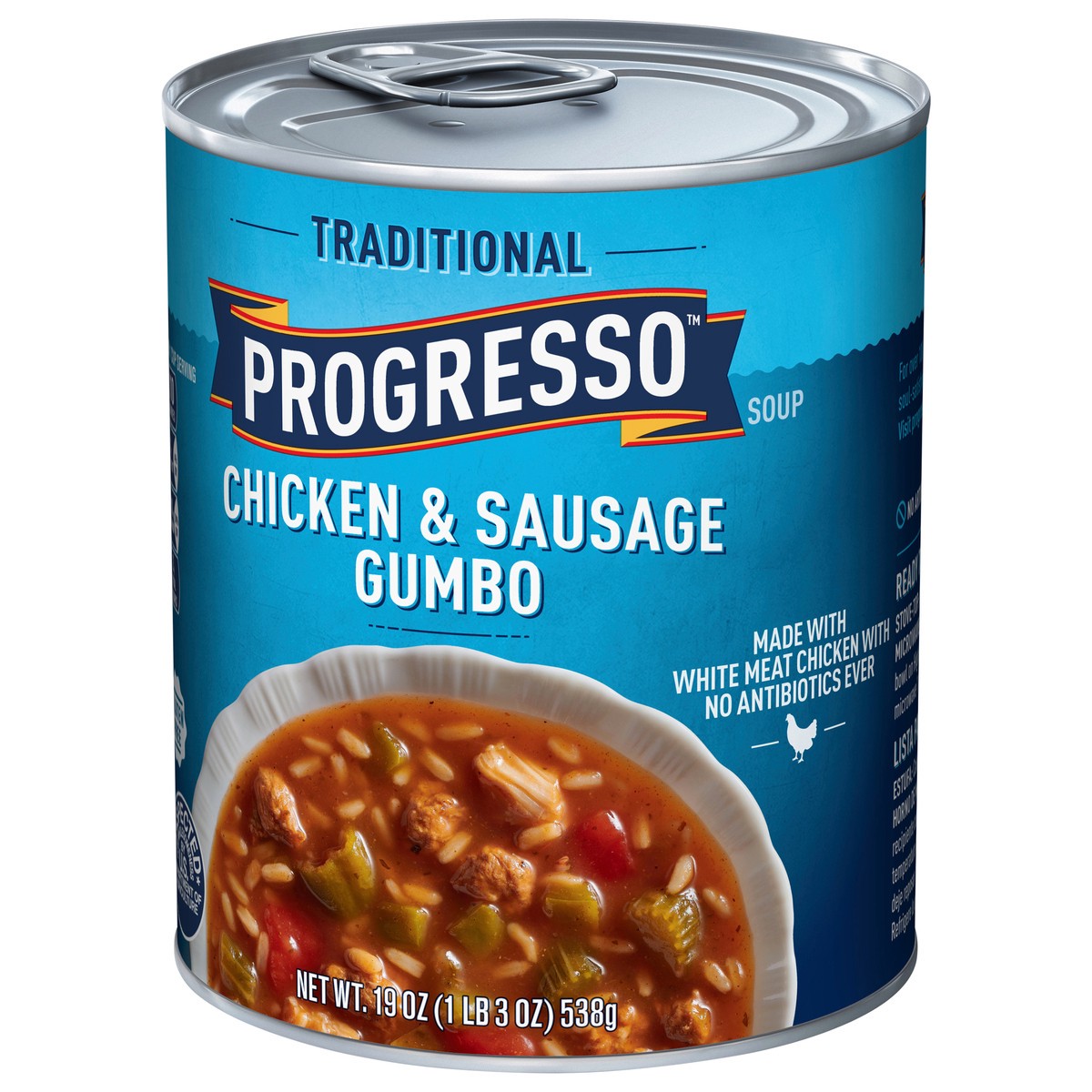 slide 9 of 14, Progresso Traditional, Chicken Sausage Gumbo Soup, 19 oz, 19 oz