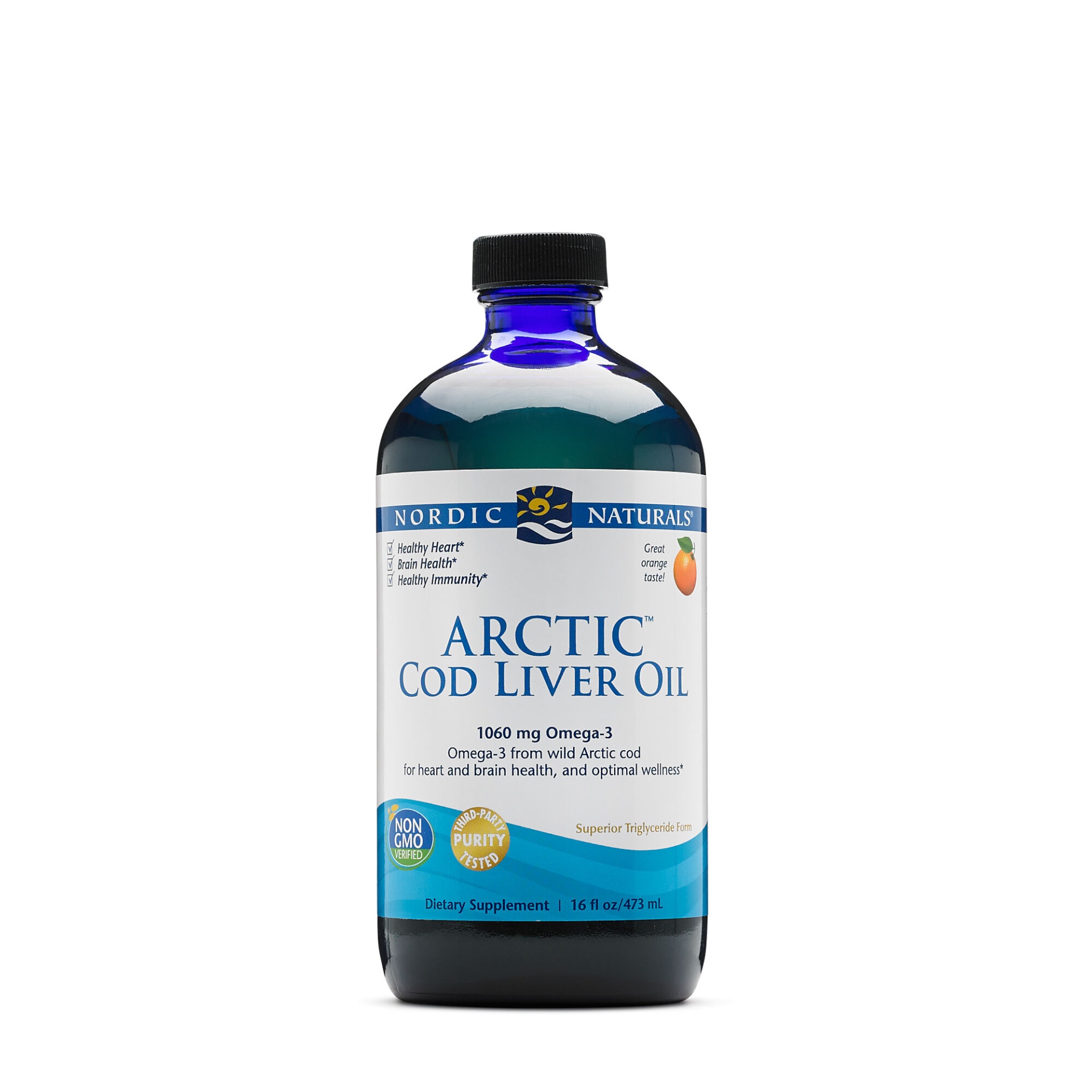 slide 1 of 1, Nordic Naturals Cod Liver Oil Arctic Orange, 16 oz