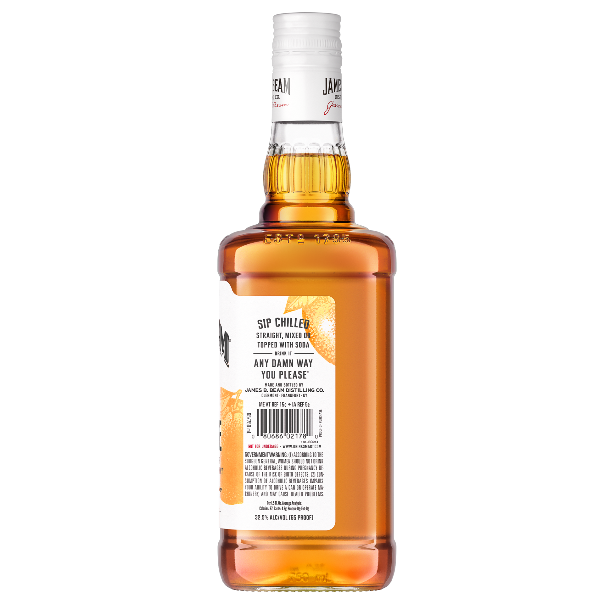slide 2 of 4, Jim Beam Orange Liqueur with Kentucky Straight Bourbon Whiskey 750 ml, 750 ml