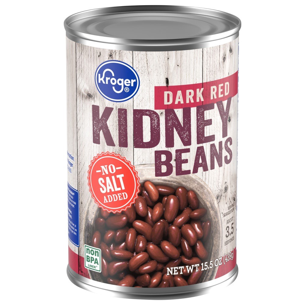 slide 3 of 3, Kroger No Salt Added Dark Red Kidney Beans - 15.5 oz, 15.5 oz