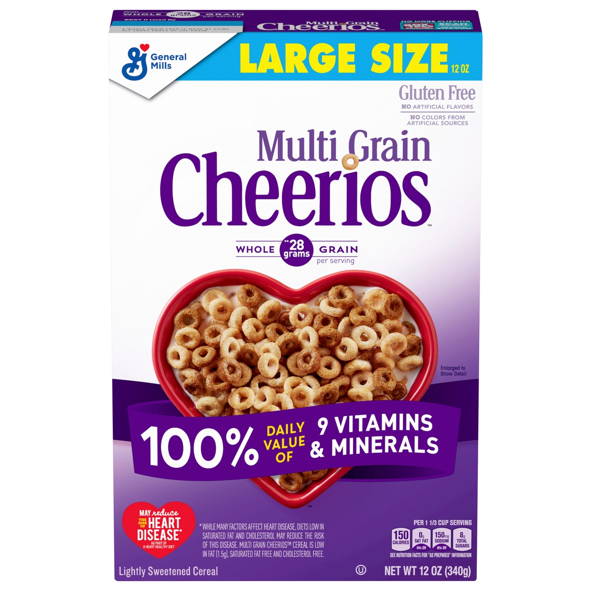 slide 1 of 1, Multi Grain Cheerios, Breakfast Cereal, Gluten Free, Whole Grain Oats, 12 oz, 12 oz