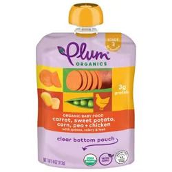 Plum Organics Stage 3 Organic Carrot, Sweet Potato, Corn, Pea + Chicken 4oz Pouch
