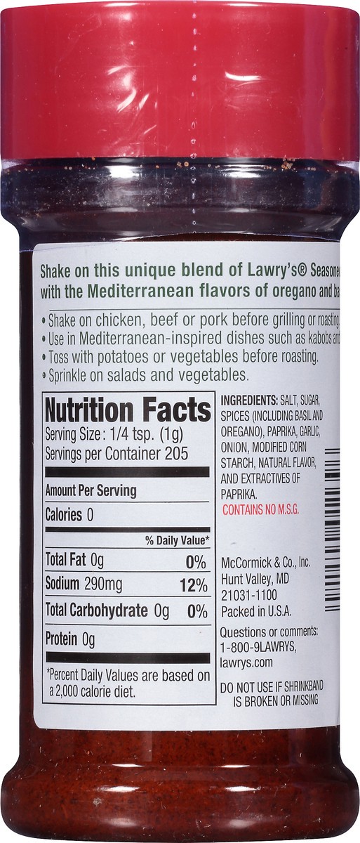 slide 8 of 8, Lawry's Lawrys Seasoned Salt, Mediterranean Herb, 7.25 Ounce, 7.25 oz