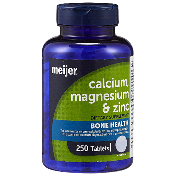slide 1 of 1, Meijer Dietary Supplement Calcium, Magnesium & Zinc Tablets, 250 ct