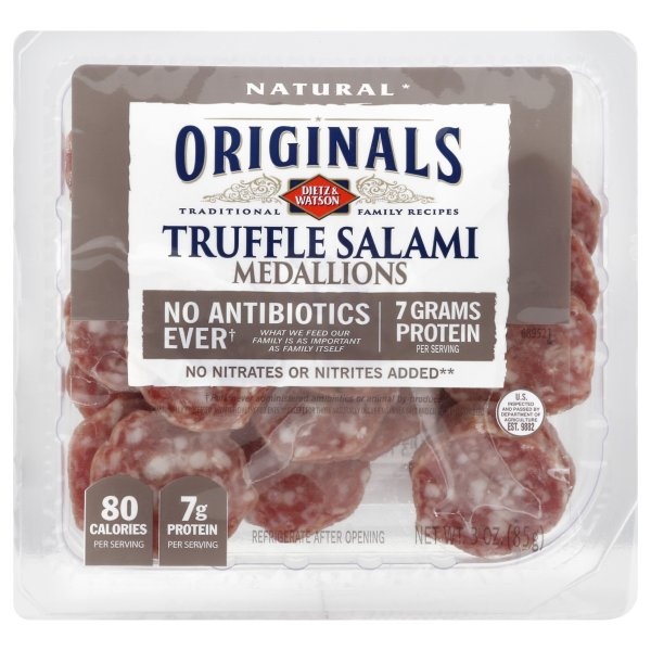 slide 1 of 1, Dietz & Watson Truffle Salami Medallions, 3 oz