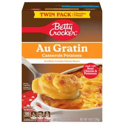 Betty Crocker Au Gratin Casserole Potatoes, Made with Real Cheese, Twin Pack, 8 oz Box
