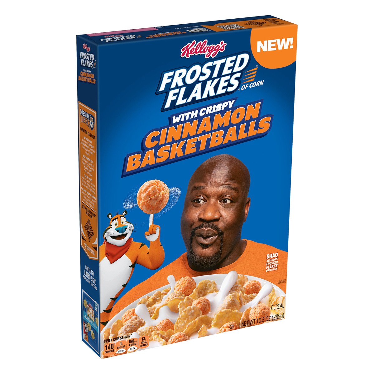 slide 2 of 8, Frosted Flakes Kellogg's Frosted Flakes Breakfast Cereal, 8 Vitamins and Minerals, Kids Snacks, Original with Crispy Cinnamon Basketballs, 10.2oz Box, 1 Box, 10.2 oz