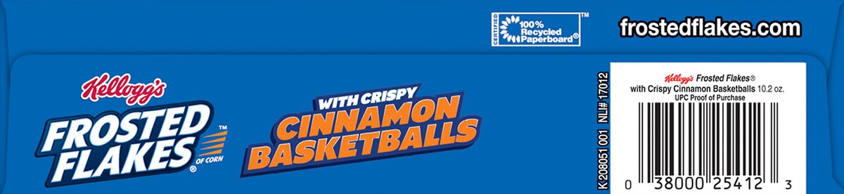 slide 3 of 8, Frosted Flakes Kellogg's Frosted Flakes Breakfast Cereal, 8 Vitamins and Minerals, Kids Snacks, Original with Crispy Cinnamon Basketballs, 10.2oz Box, 1 Box, 10.2 oz