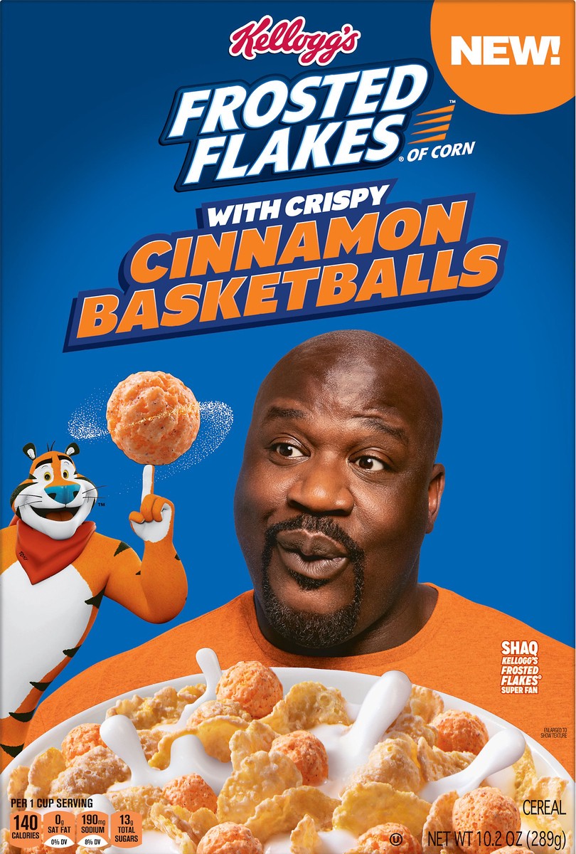 slide 5 of 8, Frosted Flakes Kellogg's Frosted Flakes Breakfast Cereal, 8 Vitamins and Minerals, Kids Snacks, Original with Crispy Cinnamon Basketballs, 10.2oz Box, 1 Box, 10.2 oz