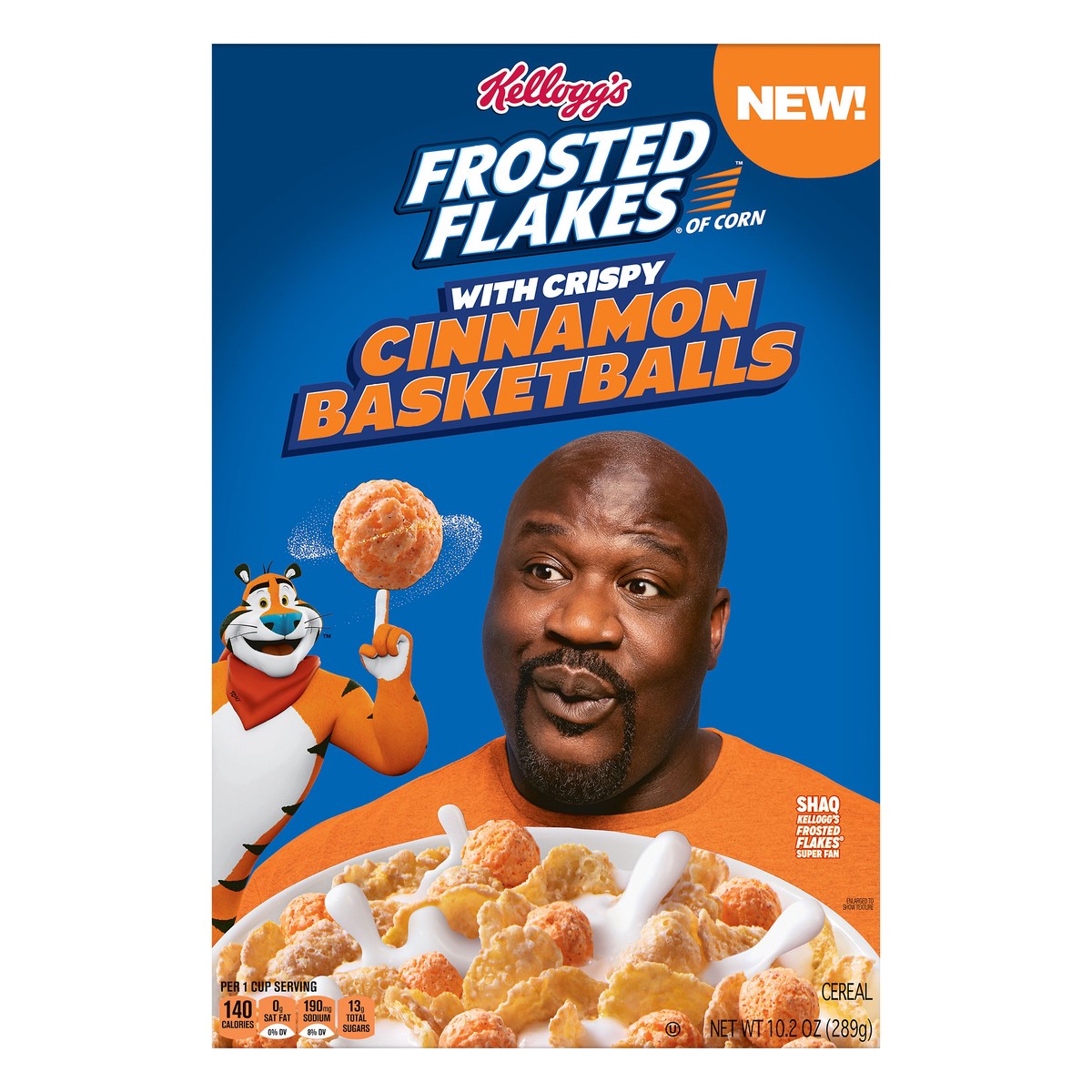 slide 1 of 8, Frosted Flakes Kellogg's Frosted Flakes Breakfast Cereal, 8 Vitamins and Minerals, Kids Snacks, Original with Crispy Cinnamon Basketballs, 10.2oz Box, 1 Box, 10.2 oz