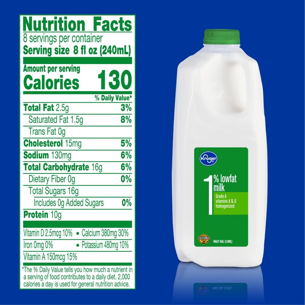 slide 4 of 4, Kroger 1% Lowfat Milk, 1/2 gal