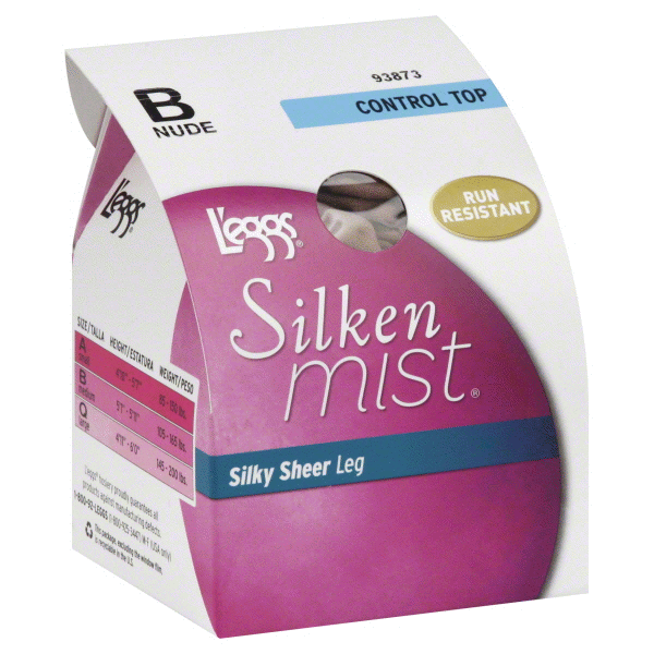 slide 1 of 1, L'eggs Silken Mist Silky Sheer Run-Resistant Pantyhouse, Control Top, Sheer Toe, 1 pair