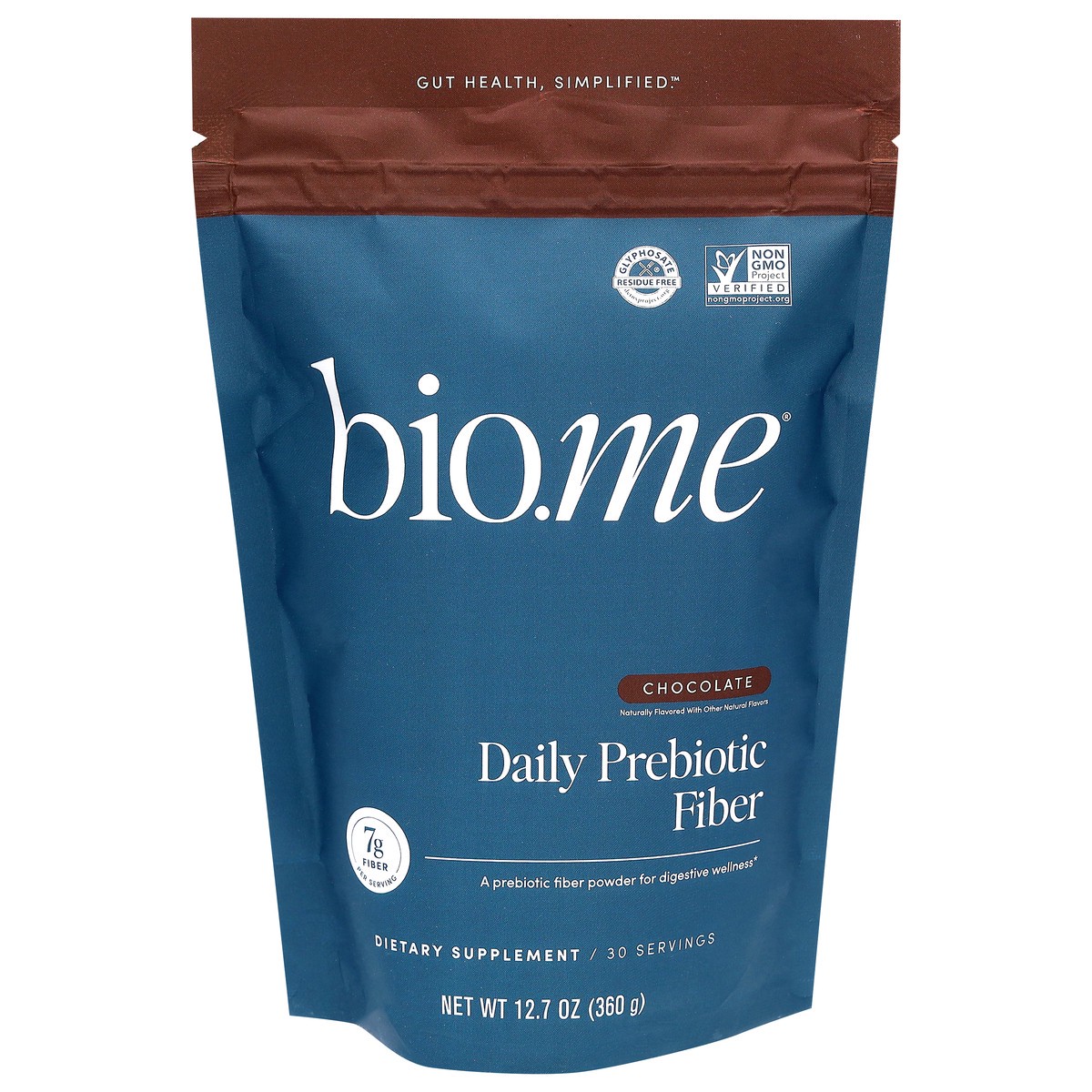 slide 1 of 15, Bio.me Daily Prebiotic Fiber, Chocolate, 30 Servings, 12.7 oz