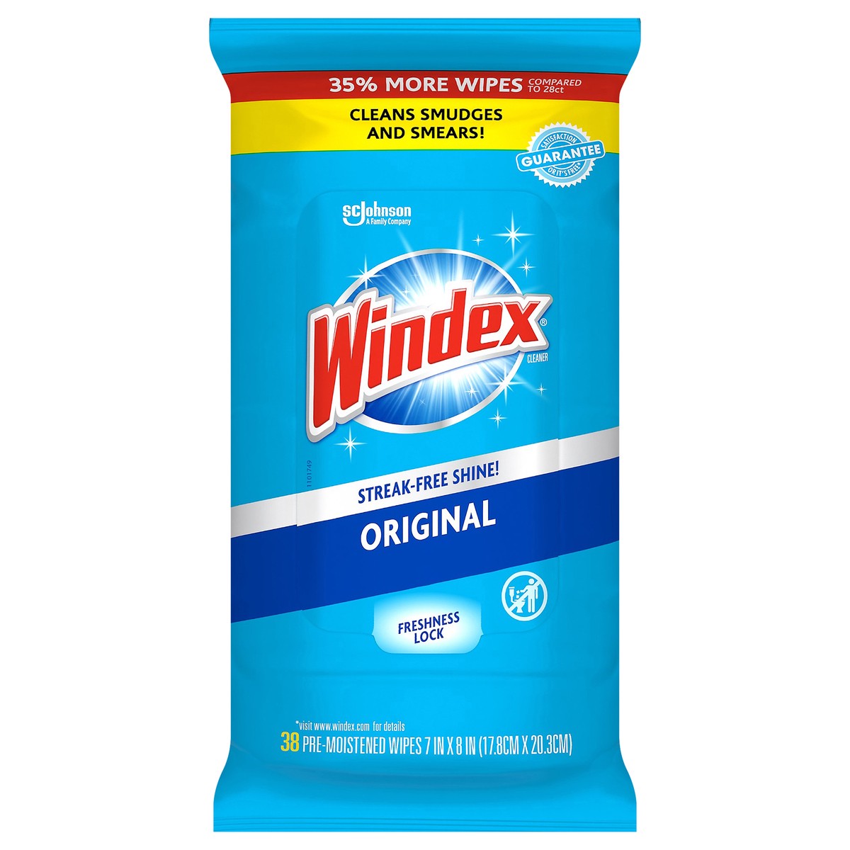 slide 1 of 5, Windex Glass and Surface Pre-Moistened Wipes, Original, 38 Count, 38 ct