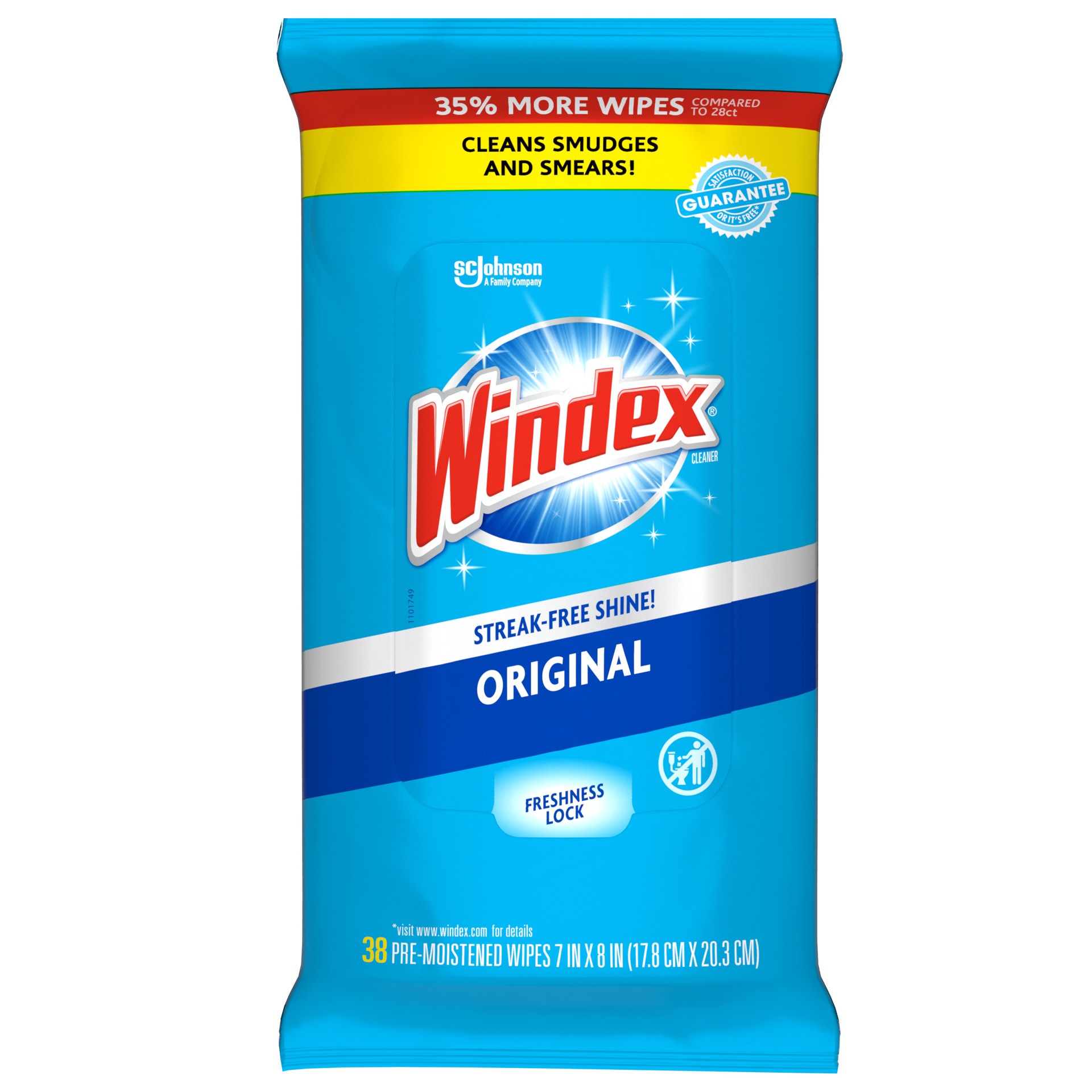 slide 1 of 5, Windex Original Wipes, Glass, Window, and Surface Pre-Moistened Cleaning Wipes, 38 Count, 38 ct