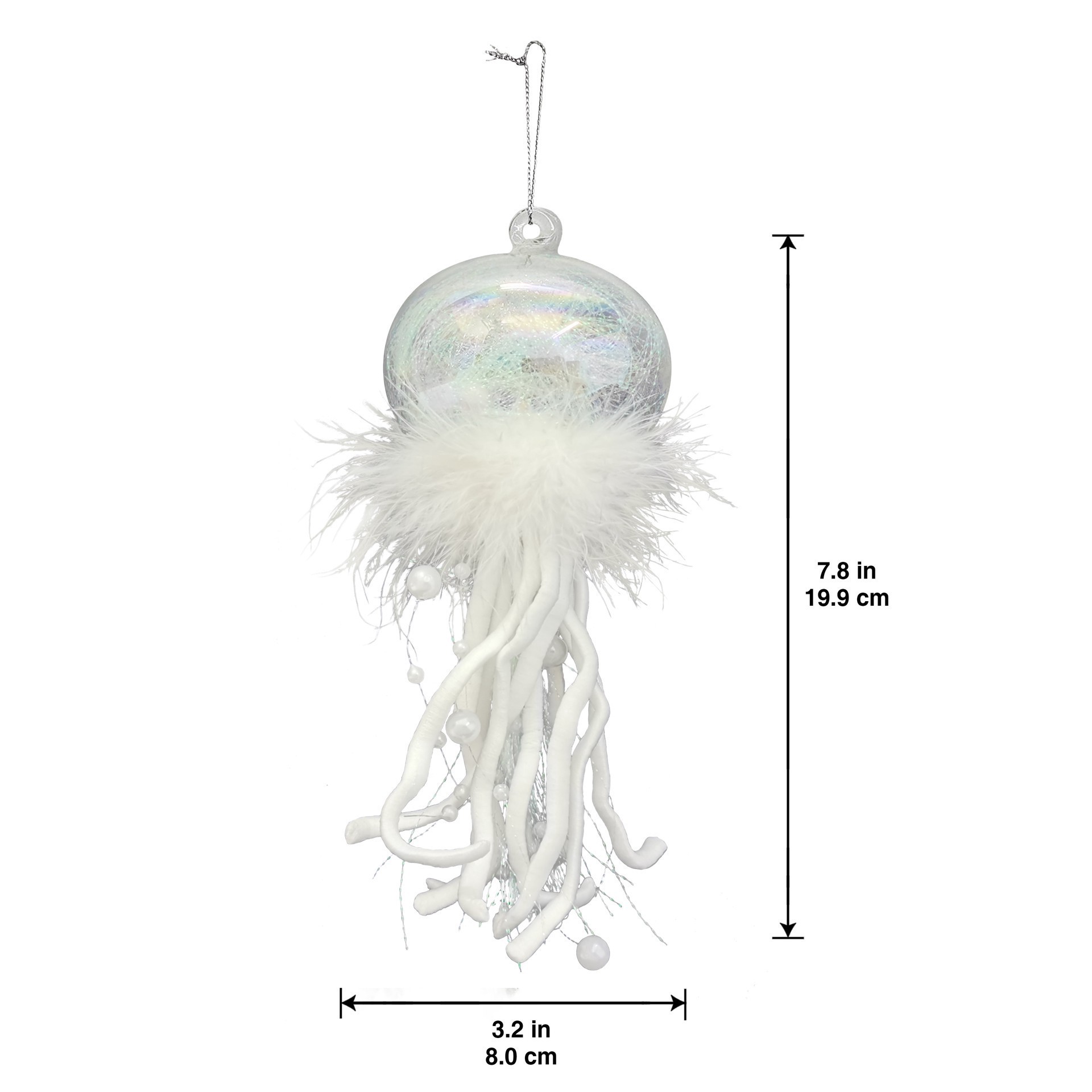 slide 2 of 3, 8.25" White Jellyfish Glass Ornament By Ashland, 8.25 in