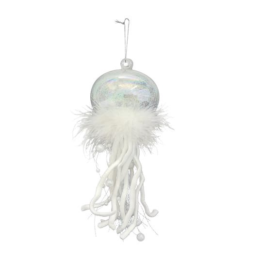 slide 1 of 3, 8.25" White Jellyfish Glass Ornament By Ashland, 8.25 in