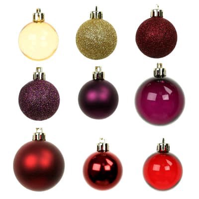 slide 1 of 3, 80 Pack Red, Gold & Purple Shatterproof Ball Ornaments By Ashland, 80 ct
