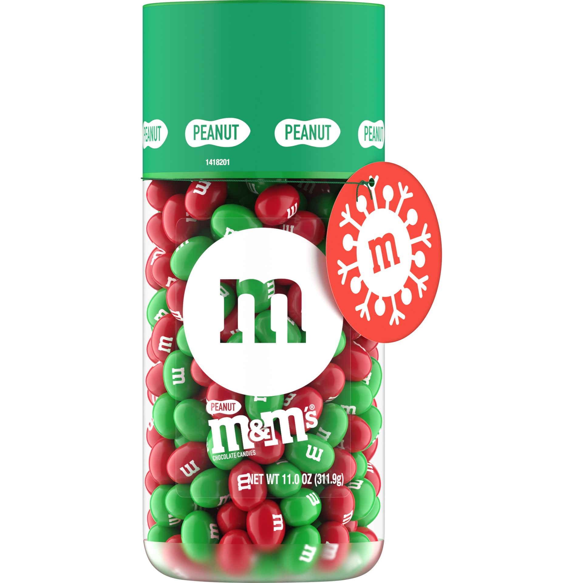 slide 1 of 8, M&M's Peanut Chocolate Christmas Candy Gift 13-Ounce Jar, 11 oz