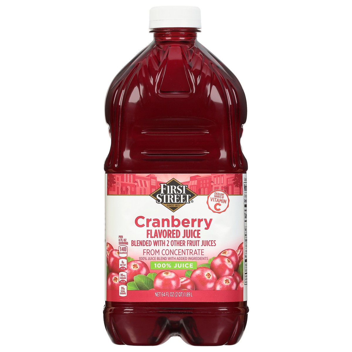 slide 1 of 13, First Street 100% Cranberry Juice, 64 oz