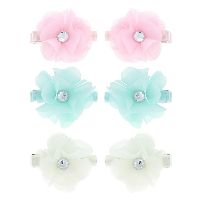 slide 1 of 2, Capelli New York Jeweled Flower Hair Clips, 6 ct