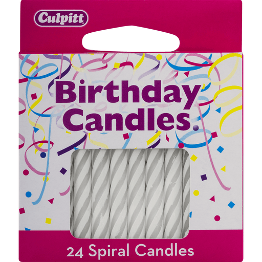slide 3 of 8, DecoPac White Spiral Candles, 24 ct
