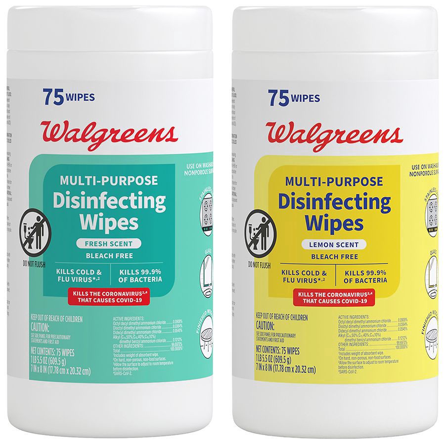 slide 3 of 5, Walgreens Disinfectant Wipes, 75 ct x 2 ct