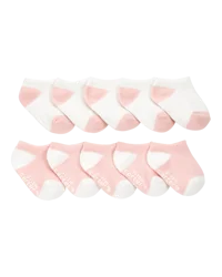 Carter's Baby 10-Pack No Show Socks Pink/White 12-24