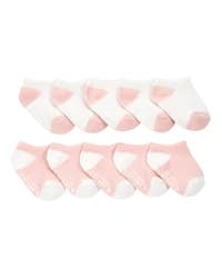 Carter's Baby 10-Pack No Show Socks Pink/White 12-24