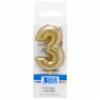 slide 1 of 1, Bakery Crafts Gold Numeral Three Birthday Candle, 1 ct