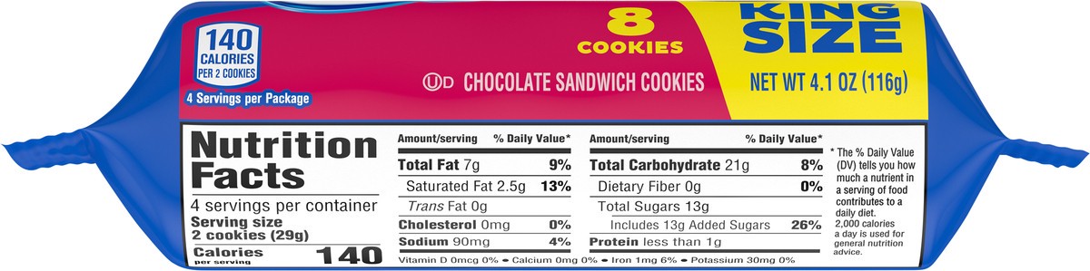 slide 3 of 11, OREO Double Stuf Chocolate Sandwich Cookies, King Size, 4.1 oz Snack Pack (8 Cookies Per Pack), 4.1 oz