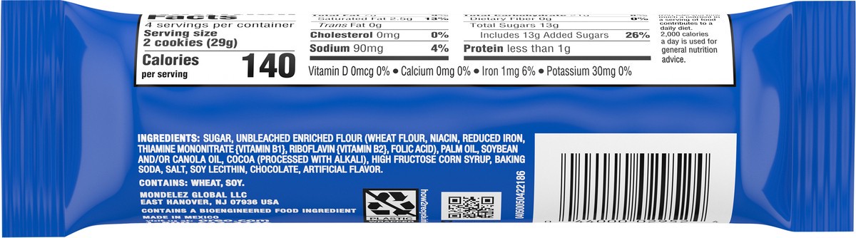 slide 5 of 11, OREO Double Stuf Chocolate Sandwich Cookies, King Size, 4.1 oz Snack Pack (8 Cookies Per Pack), 4.1 oz