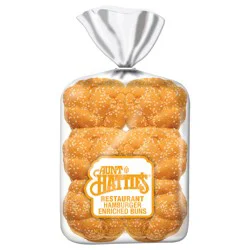 Aunt Hattie's Restaurant Hamburger Buns, White Bread Burger Buns Topped with Sesame Seeds, 12 Count