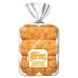 Aunt Hattie's Restaurant Hamburger Buns, White Bread Burger Buns Topped with Sesame Seeds, 12 Count