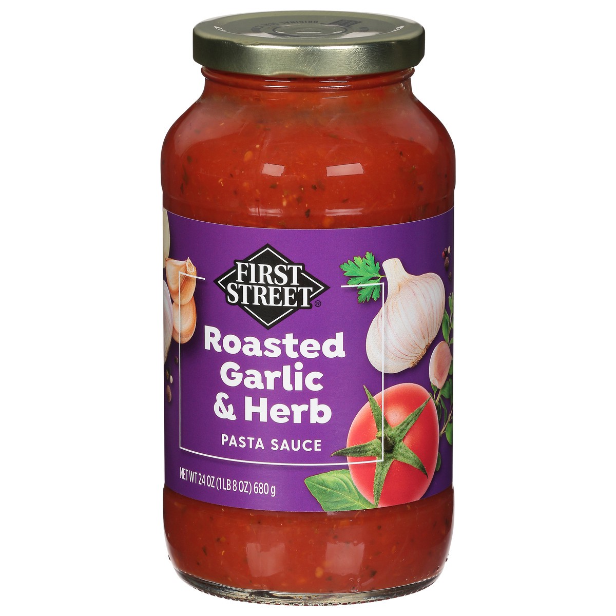 slide 3 of 4, First Street Roasted Garlic Herb Pasta Sauce, 24 oz